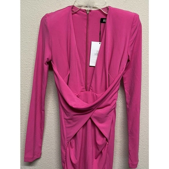 Nookie Dress Envy Mini Neon Pink Size S Deep Plunging Neck Rushed NEW - Picture 10 of 11